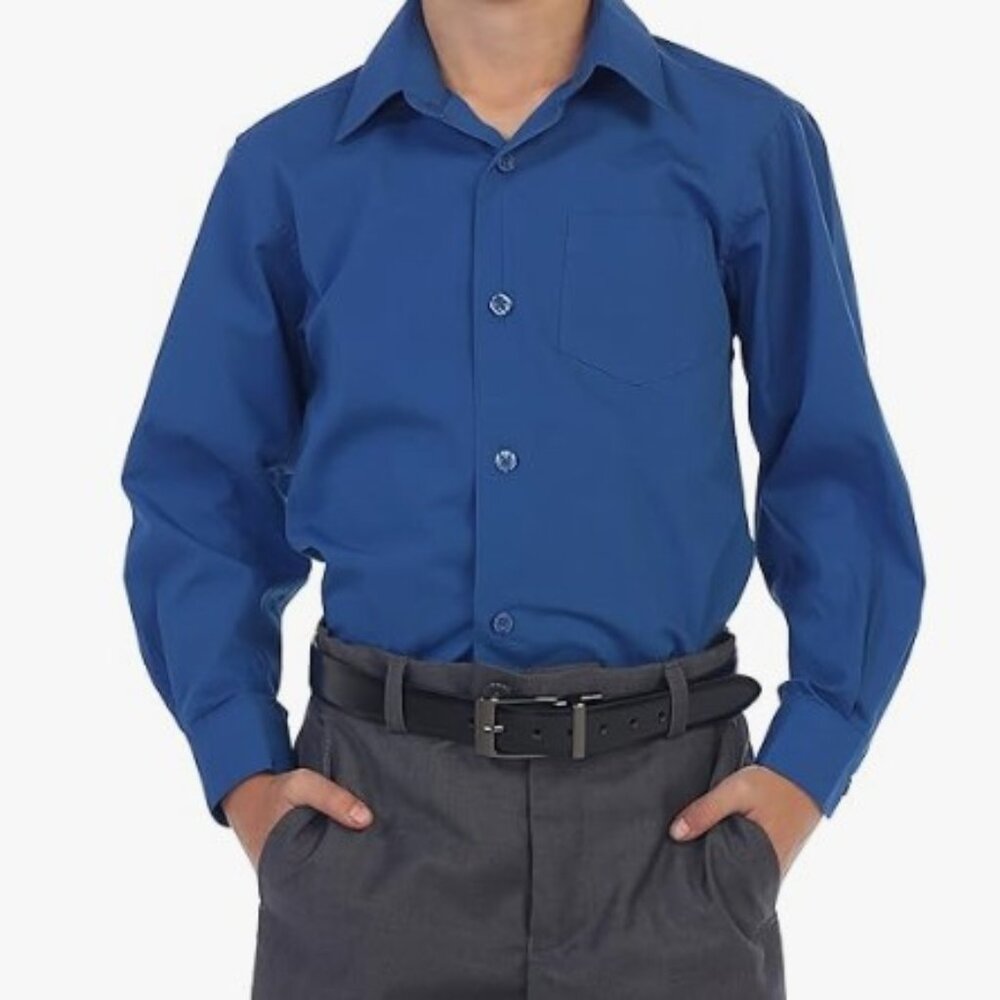 Boys Size 5 Gioberti Royal Blue Long Sleeve Solid Button Down Dress Shirt